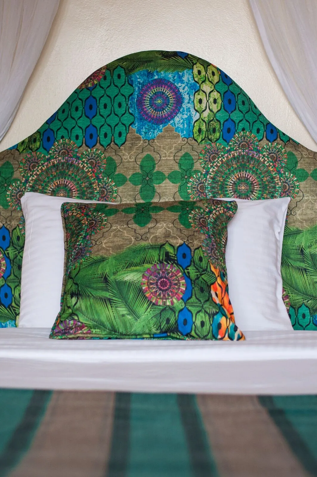 Upholstered headboard and fabric detail — The Bishops House
