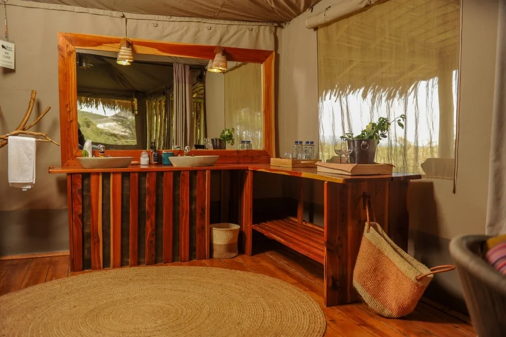 Bathroom vanity and mirror — Mara Siana Tented Camp